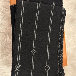 Louis Vuitton Black Scarf with White Accents
